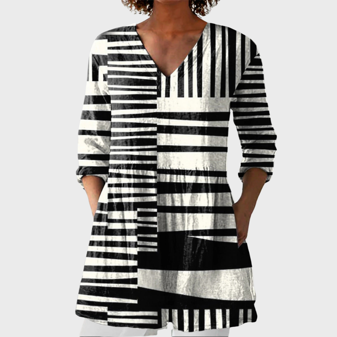 NERINA - LONG BLOUSE WITH V-NECK