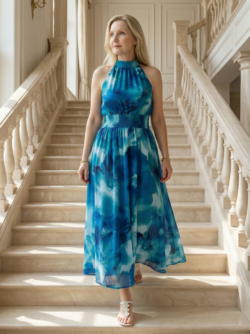 SYLIN | HALTER MIDI DRESS FOR WOMEN