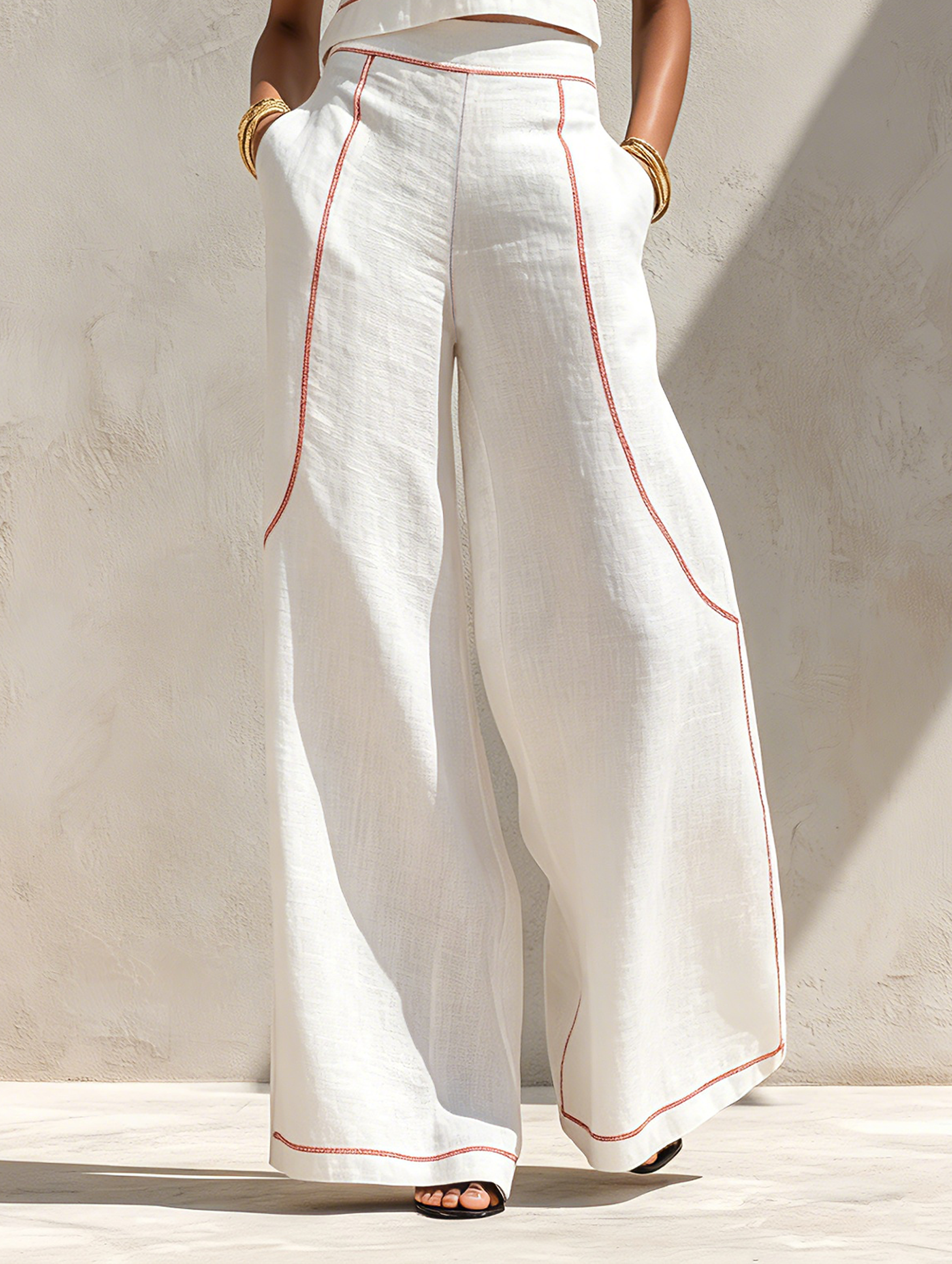 EMILY | CONTRAST-STITCHED PANTS SET FOR WOMEN