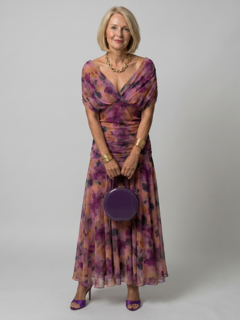 CALEN - OFF SHOULDER FLOW MIDI DRESS