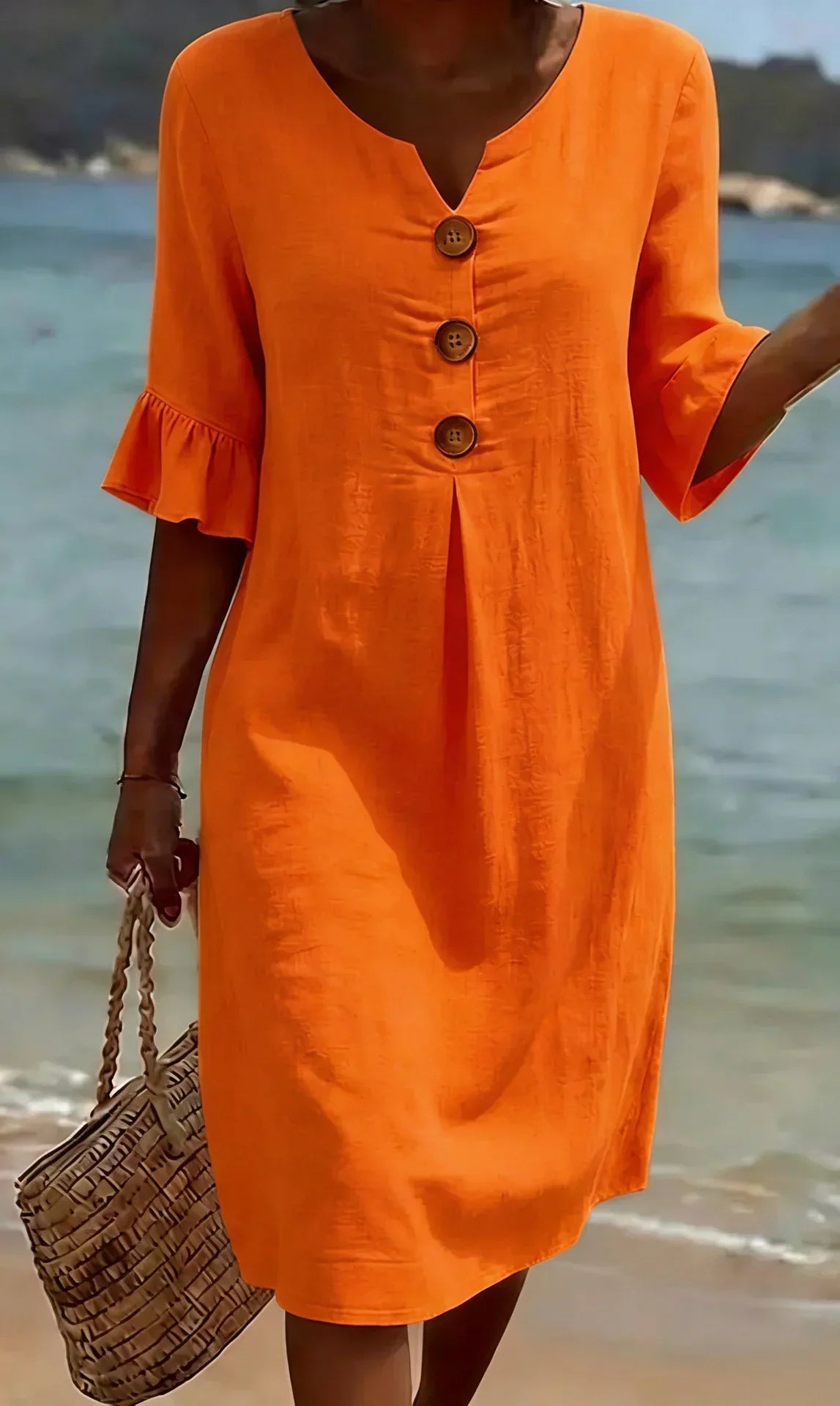 VANESA | TEXTURED LINEN DRESS FOR WOMEN