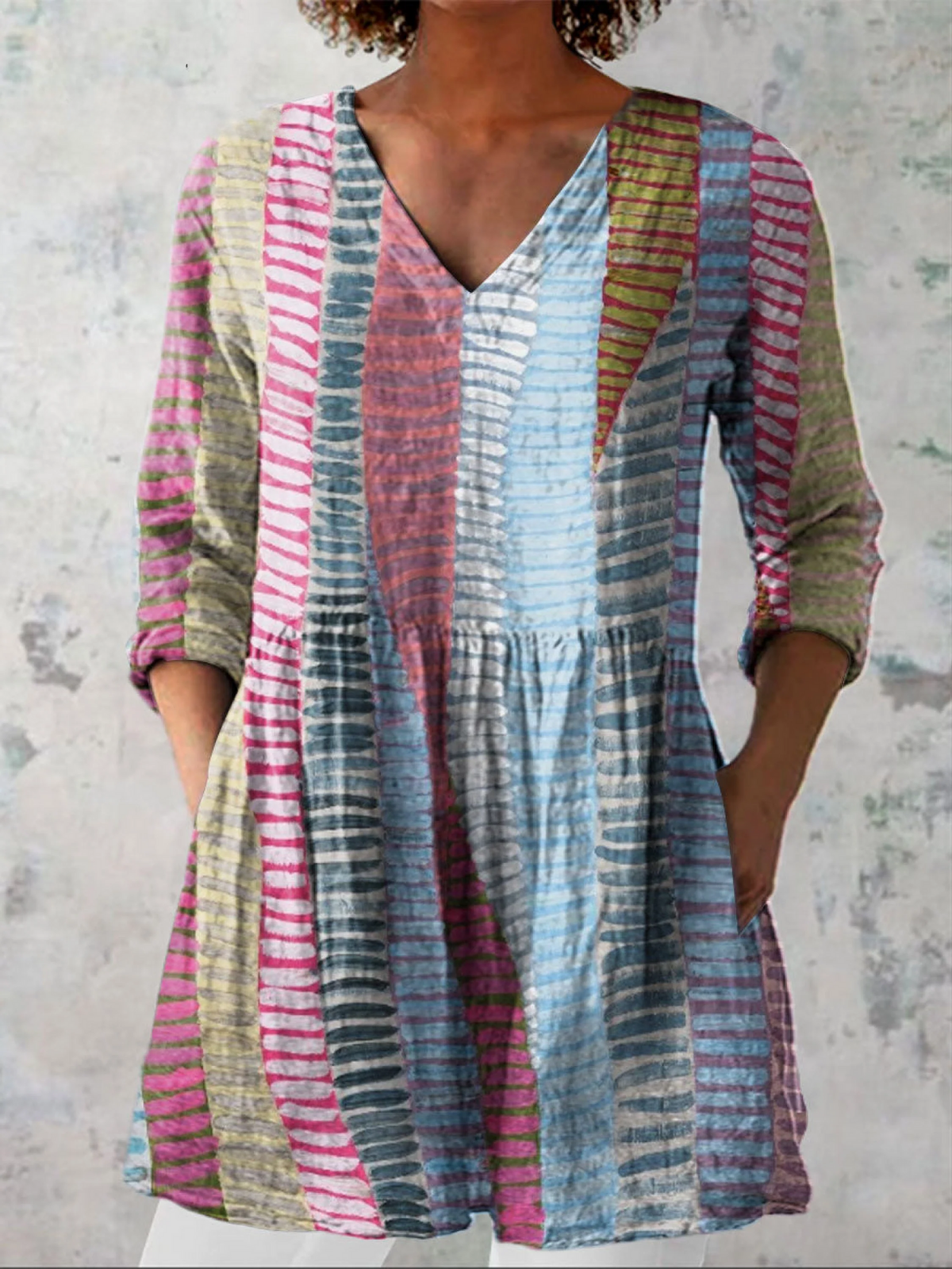 NERINA - LONG BLOUSE WITH V-NECK