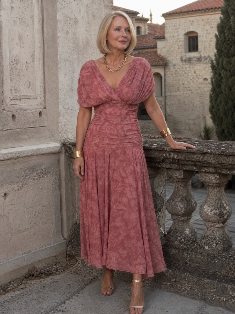 CALEN - OFF SHOULDER FLOW MIDI DRESS