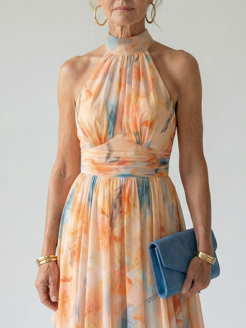 ELIN | SOFT HALTER MIDI DRESS FOR WOMEN
