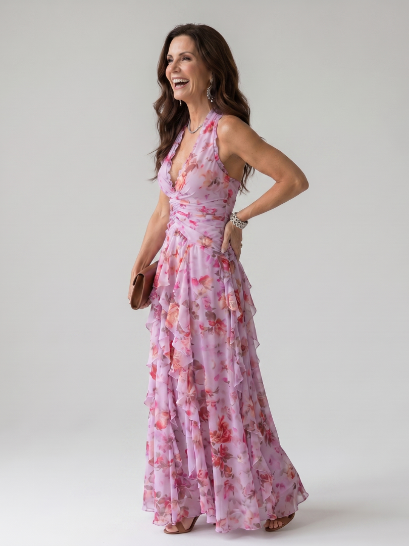 NORI | FLORAL HALTER MAXI DRESS FOR WOMEN