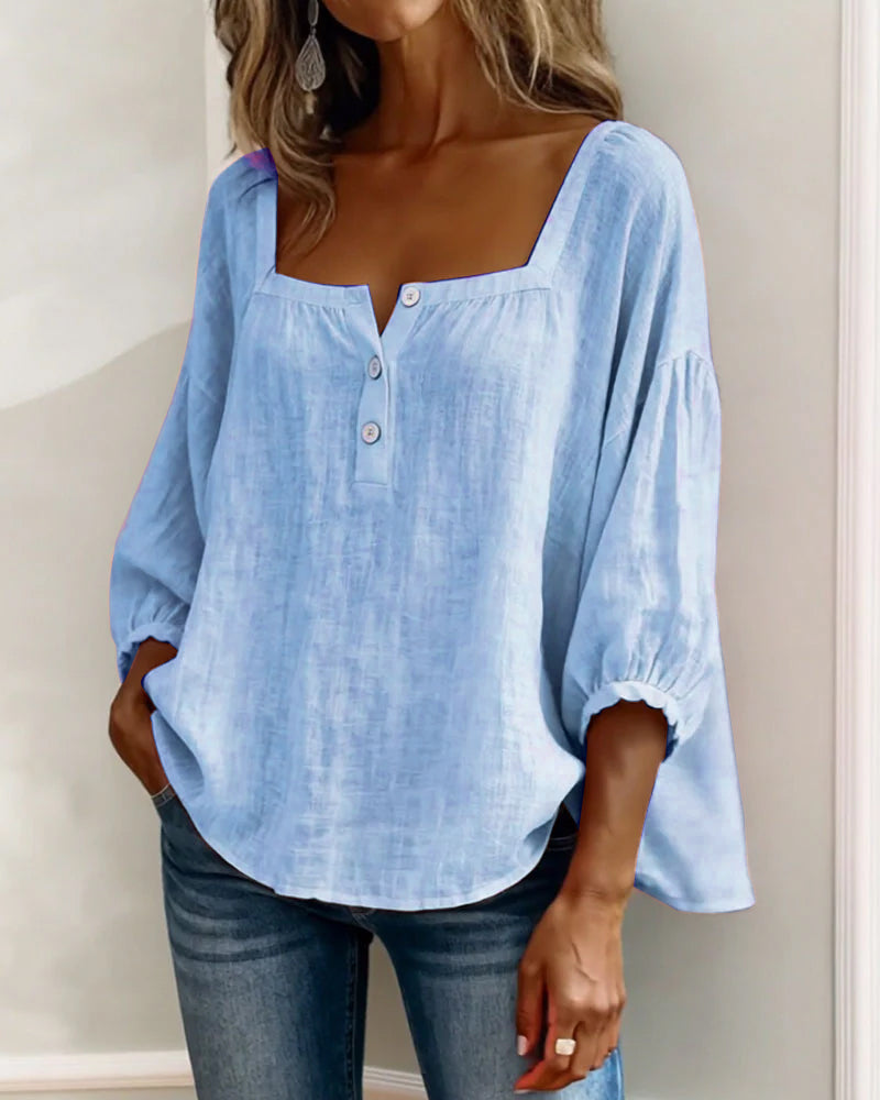 ELODIE – ELEGANT SQUARE NECK BLOUSE