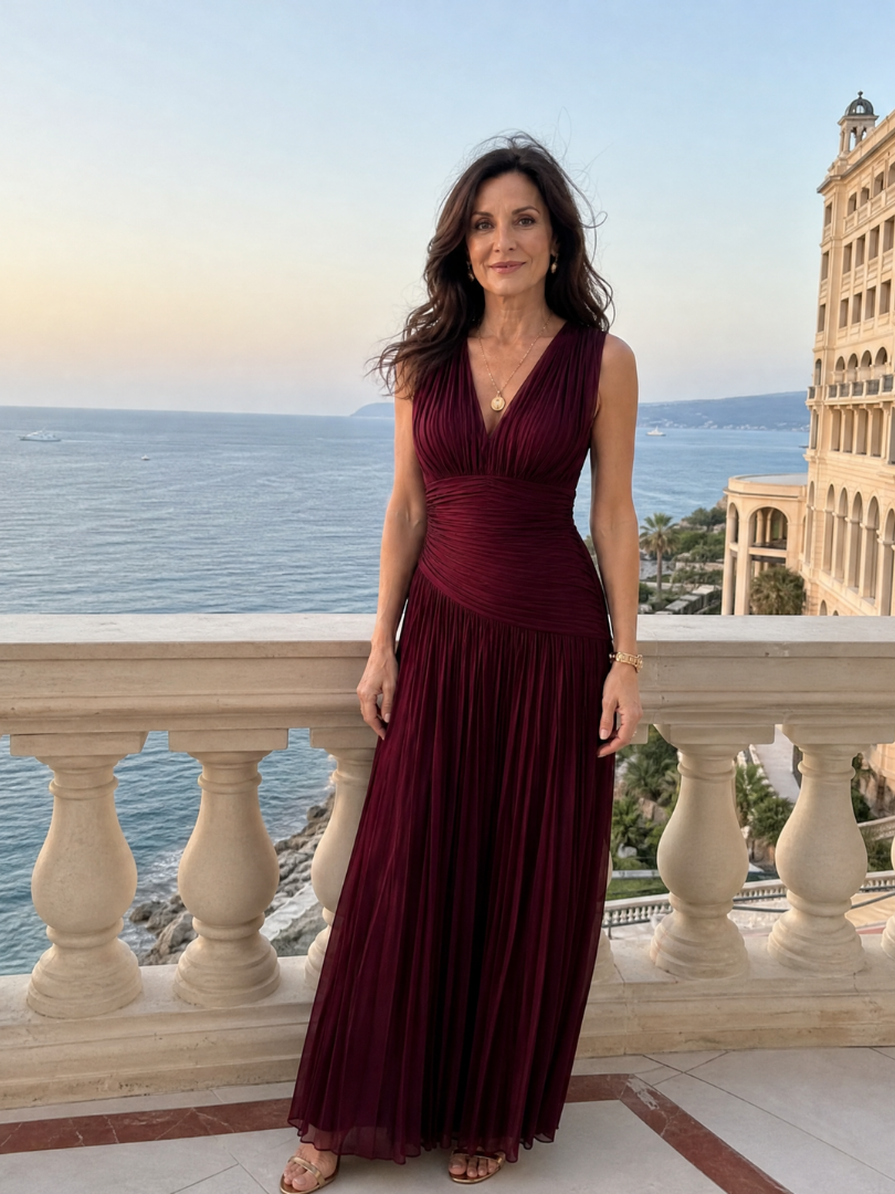 LEMAR | SLEEVELESS V-NECK MIDI DRESS FOR WOMEN