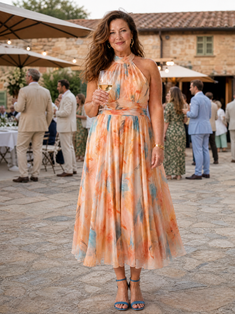 ELIN | SOFT HALTER MIDI DRESS FOR WOMEN