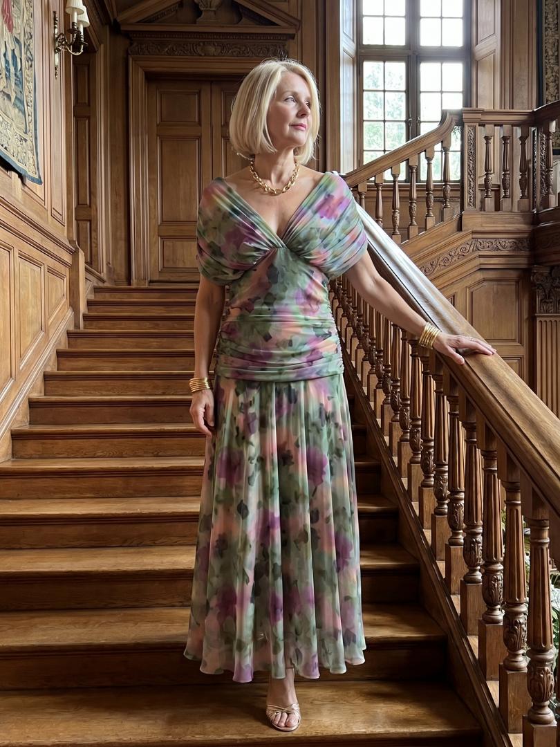 CALEN - OFF SHOULDER FLOW MIDI DRESS