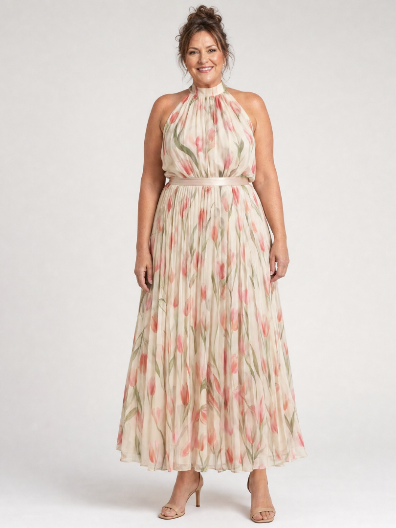 AURELLE | HALTER MIDI DRESS FOR WOMEN