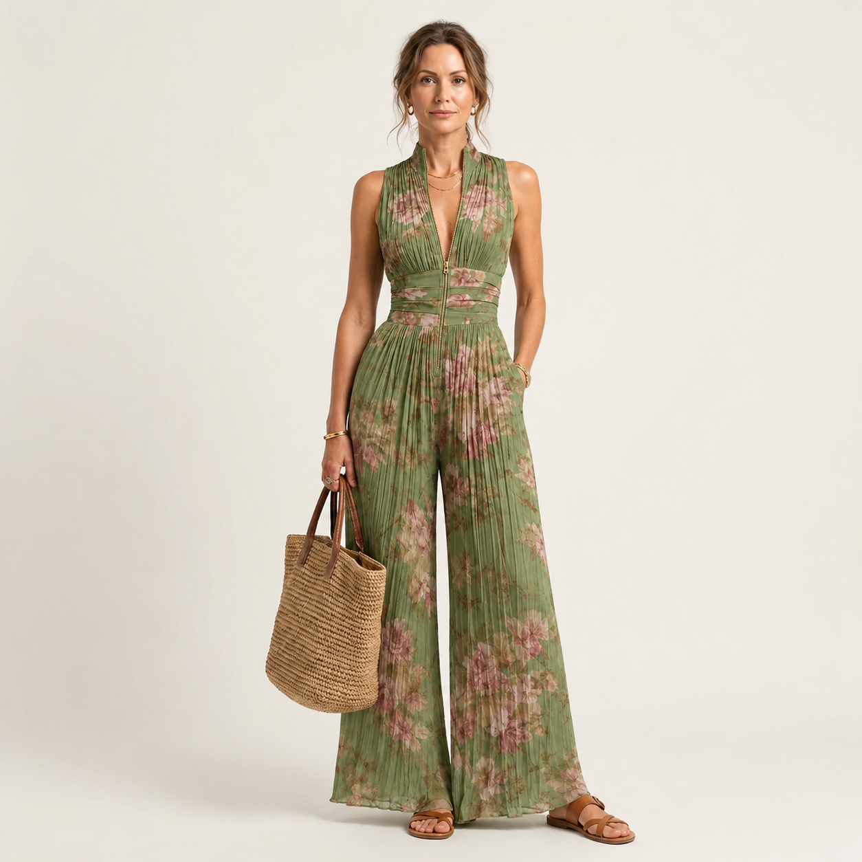 Caelia – Villa Pleated Jumpsuit