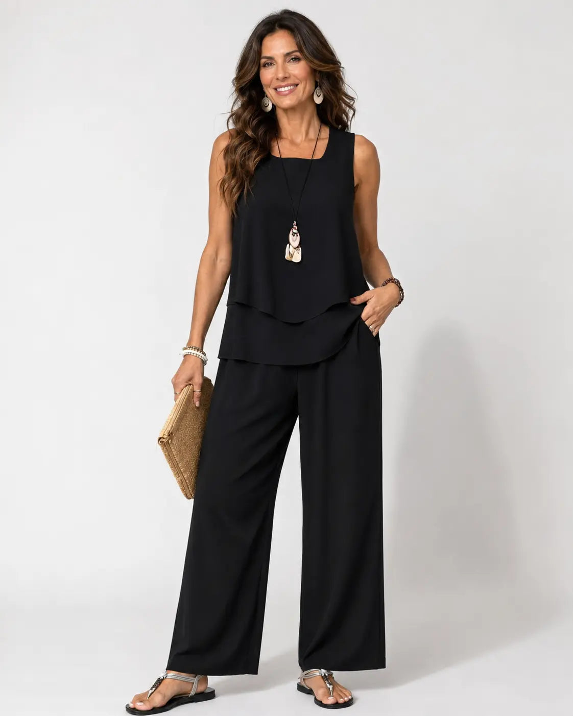 ELOÍSA | LAYERED WIDE-LEG PANTS SET FOR WOMEN