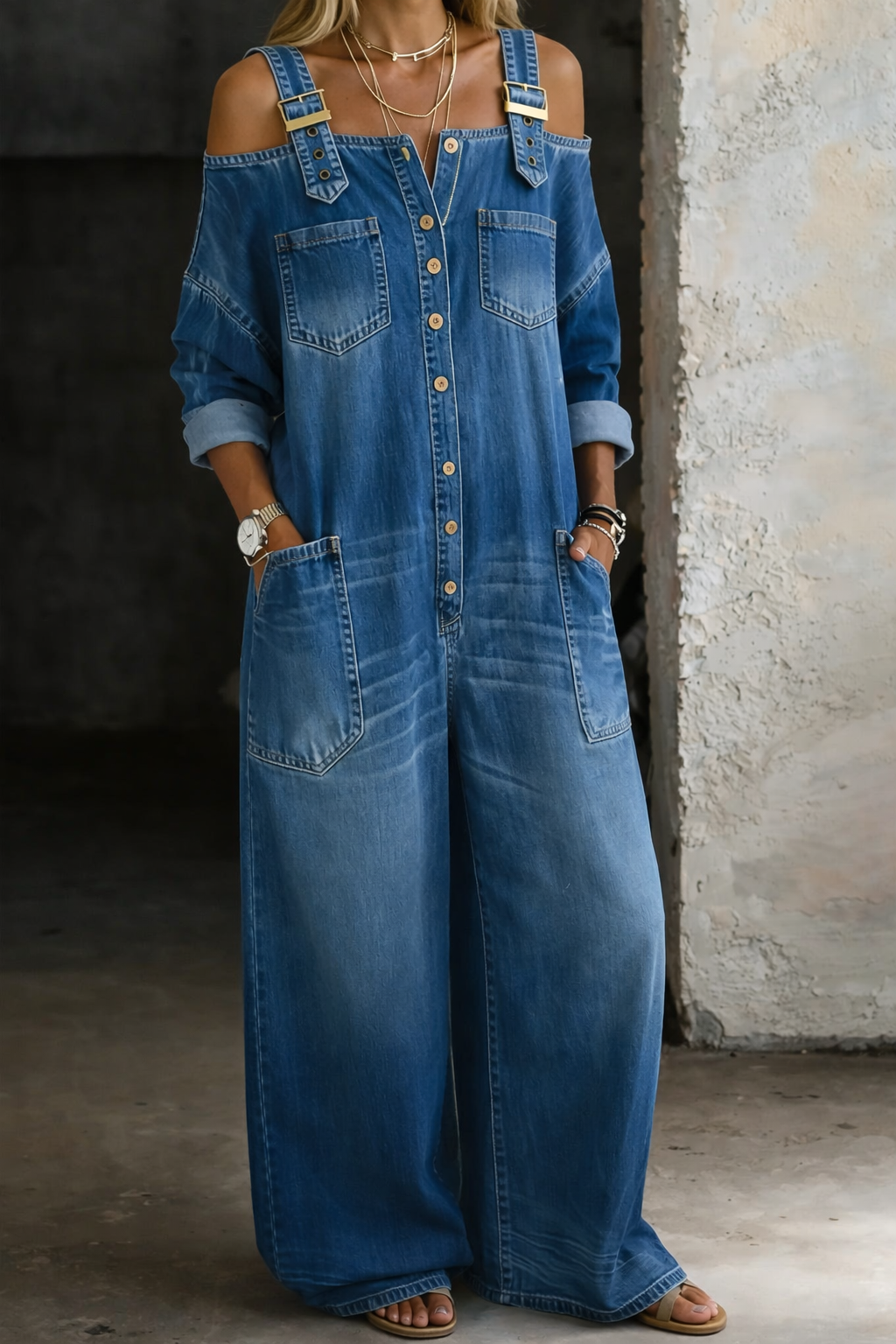 SOPHIA | OFF-SHOULDER DENIM JUMPSUIT FOR WOMEN