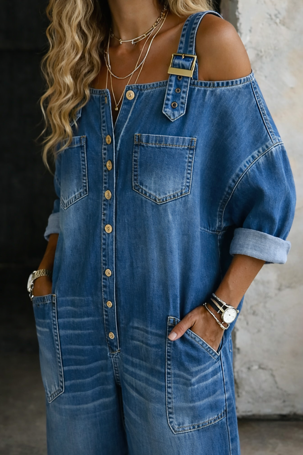 SOPHIA | OFF-SHOULDER DENIM JUMPSUIT FOR WOMEN