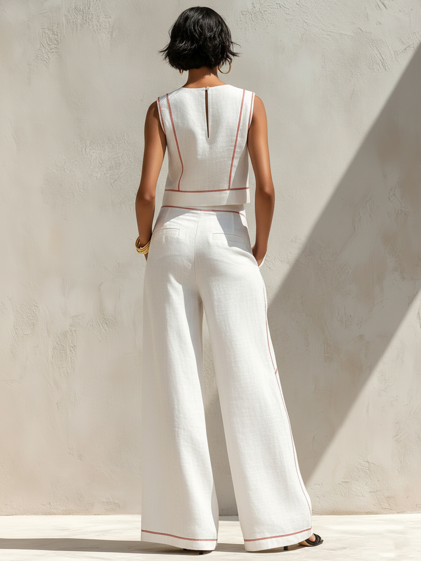 EMILY | CONTRAST-STITCHED PANTS SET FOR WOMEN