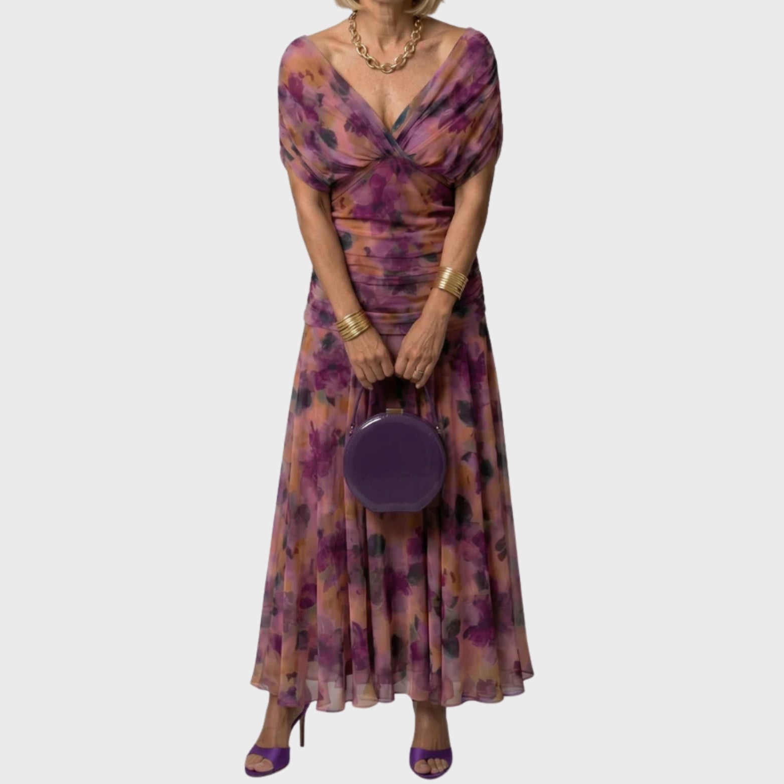 CALEN - OFF SHOULDER FLOW MIDI DRESS