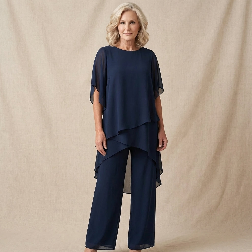 KIMMY – DRAPED TOP & PALAZZO PANTS SET