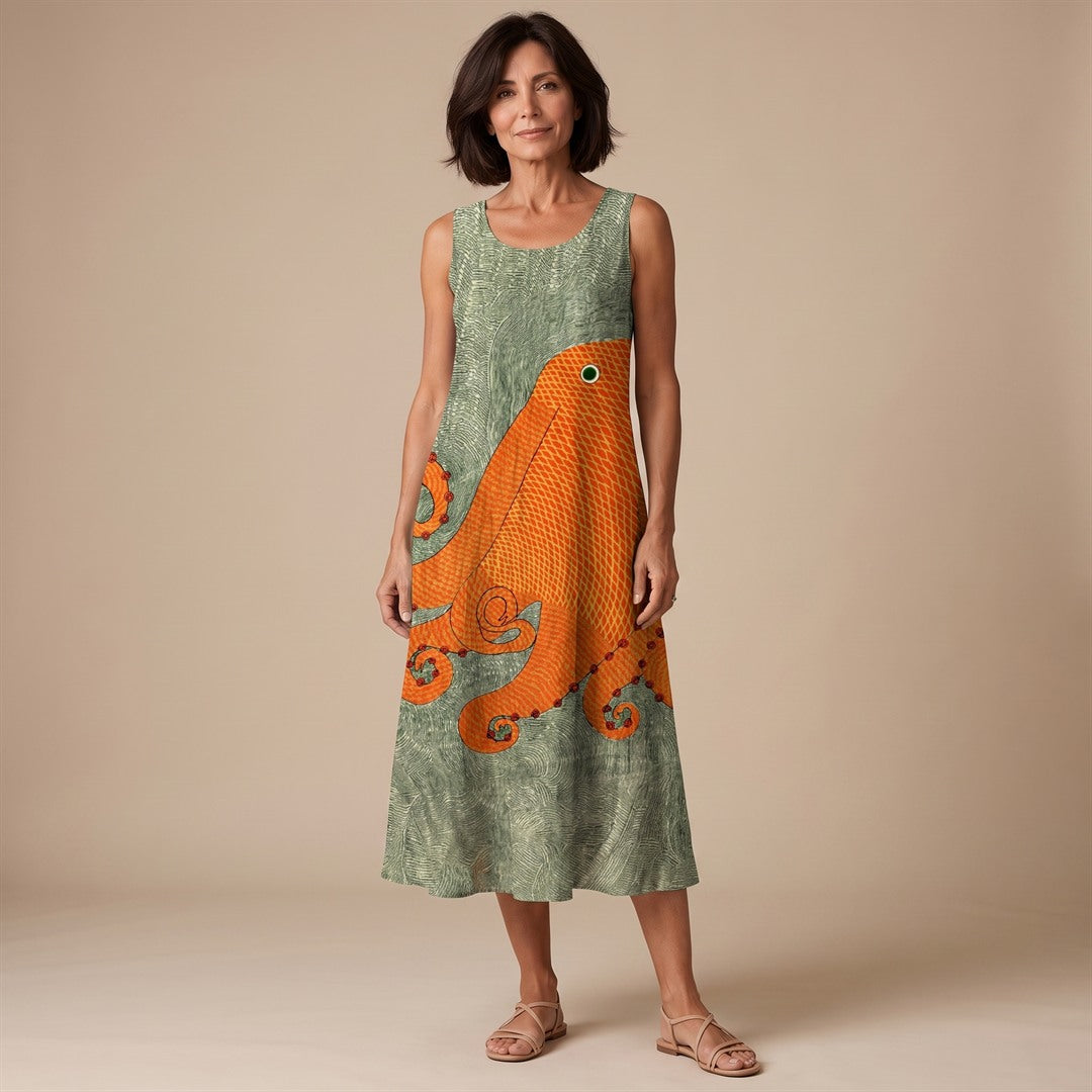 LIDIA | OCEANIC MIDI DRESS FOR WOMEN