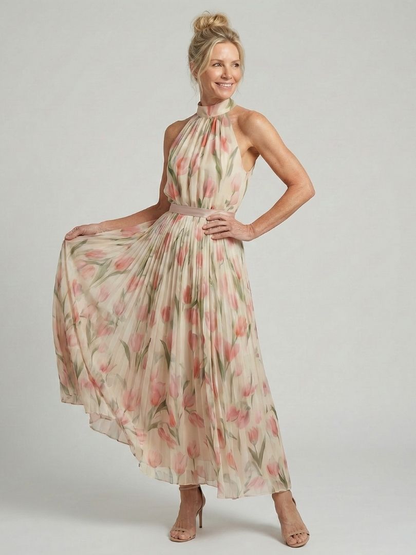 AURELLE | HALTER MIDI DRESS FOR WOMEN