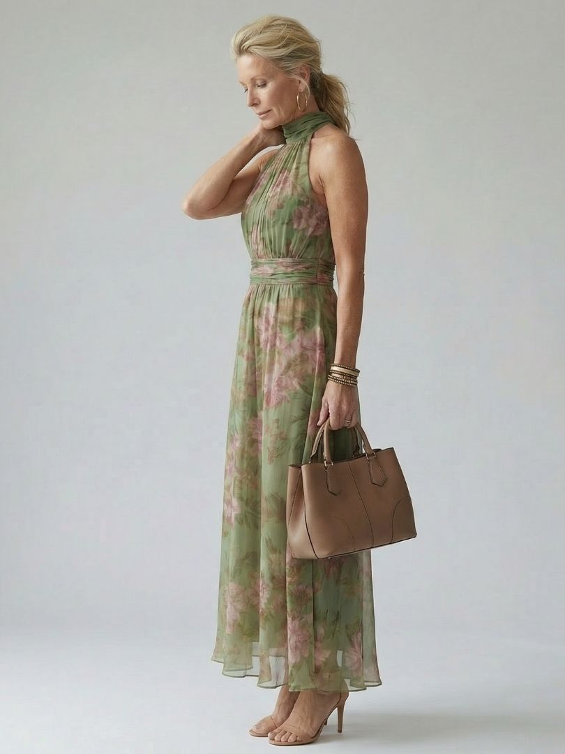 MIRELLE | RUFFLE HALTER DRESS FOR WOMEN
