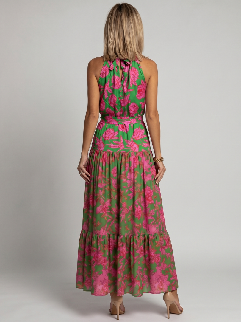 SERENA | DRAPED HALTER MIDI DRESS FOR WOMEN