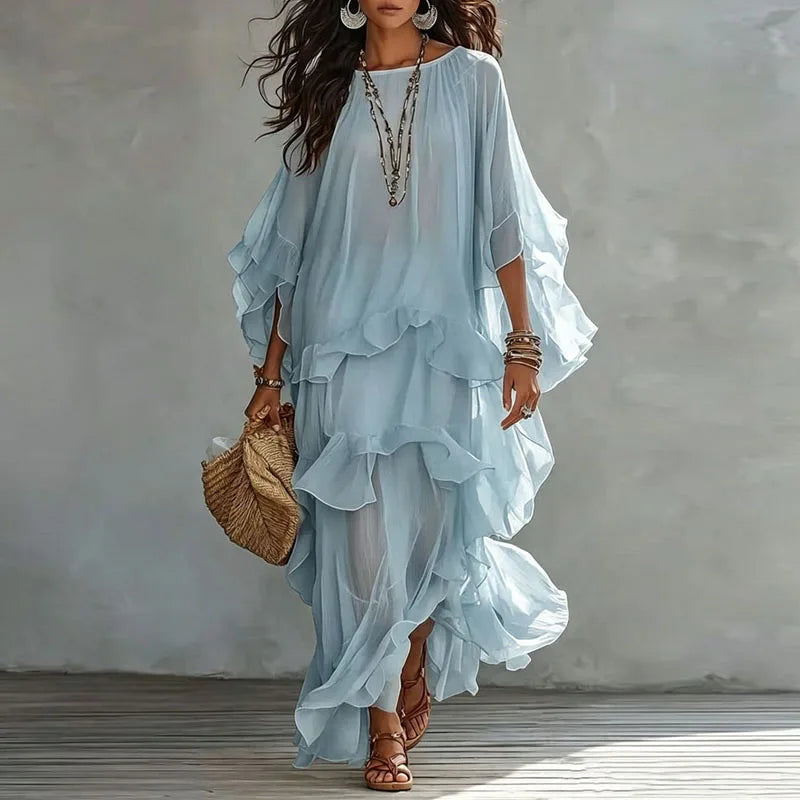 HAILEY | FLOWY RUFFLE MAXI DRESS FOR WOMEN