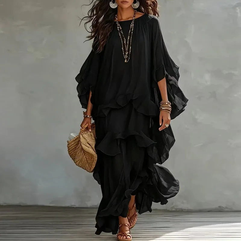 HAILEY | FLOWY RUFFLE MAXI DRESS FOR WOMEN