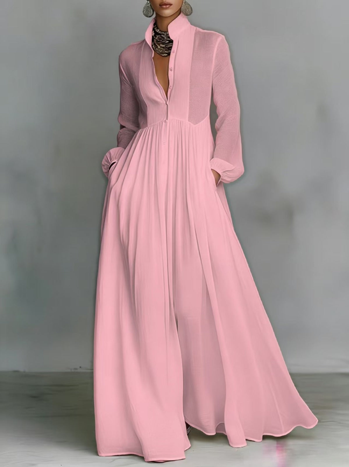 SERENA - FLOWING BUTTON-FRONT MAXI DRESS