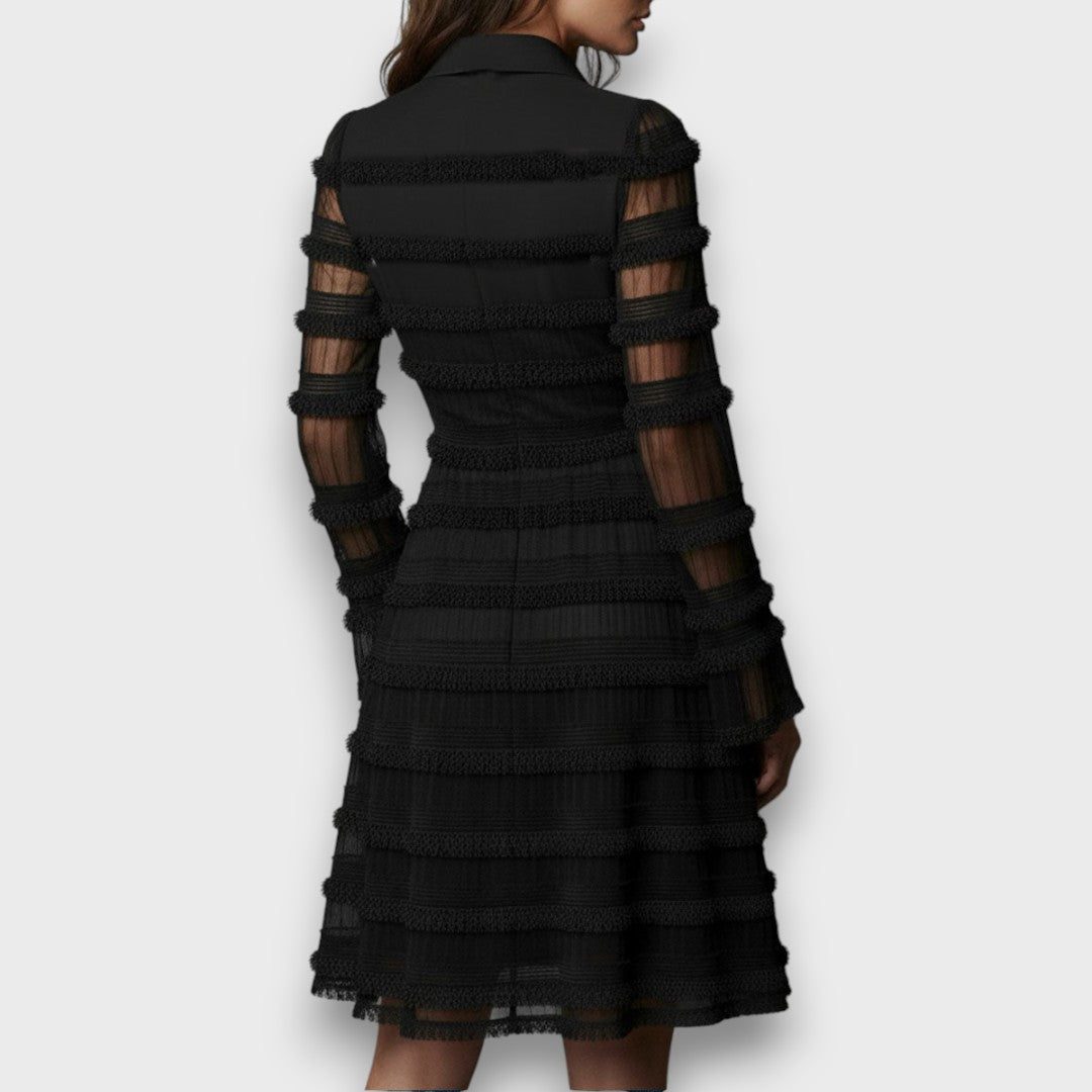 PARISA - MIDI DRESS WITH TRANSPARENT FRINGES