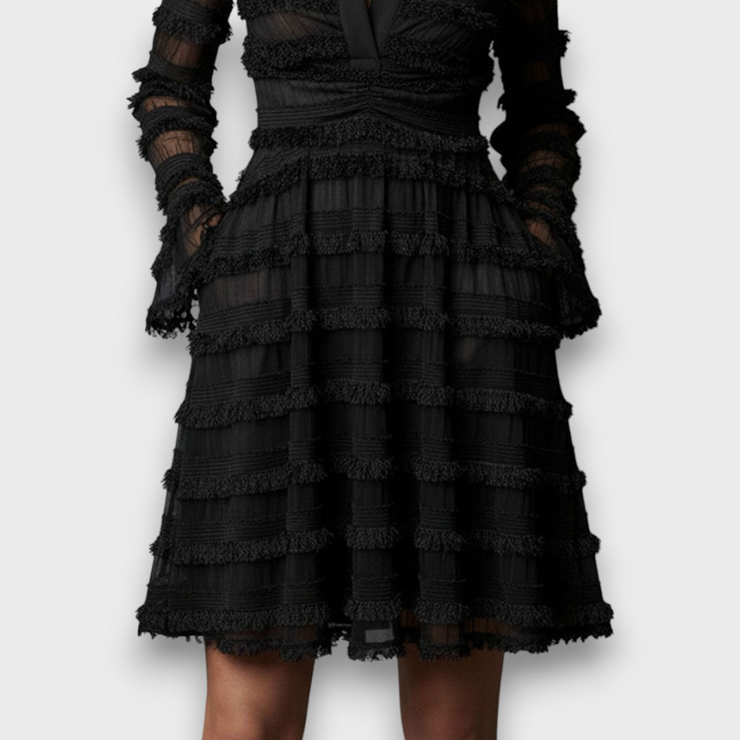 PARISA - MIDI DRESS WITH TRANSPARENT FRINGES