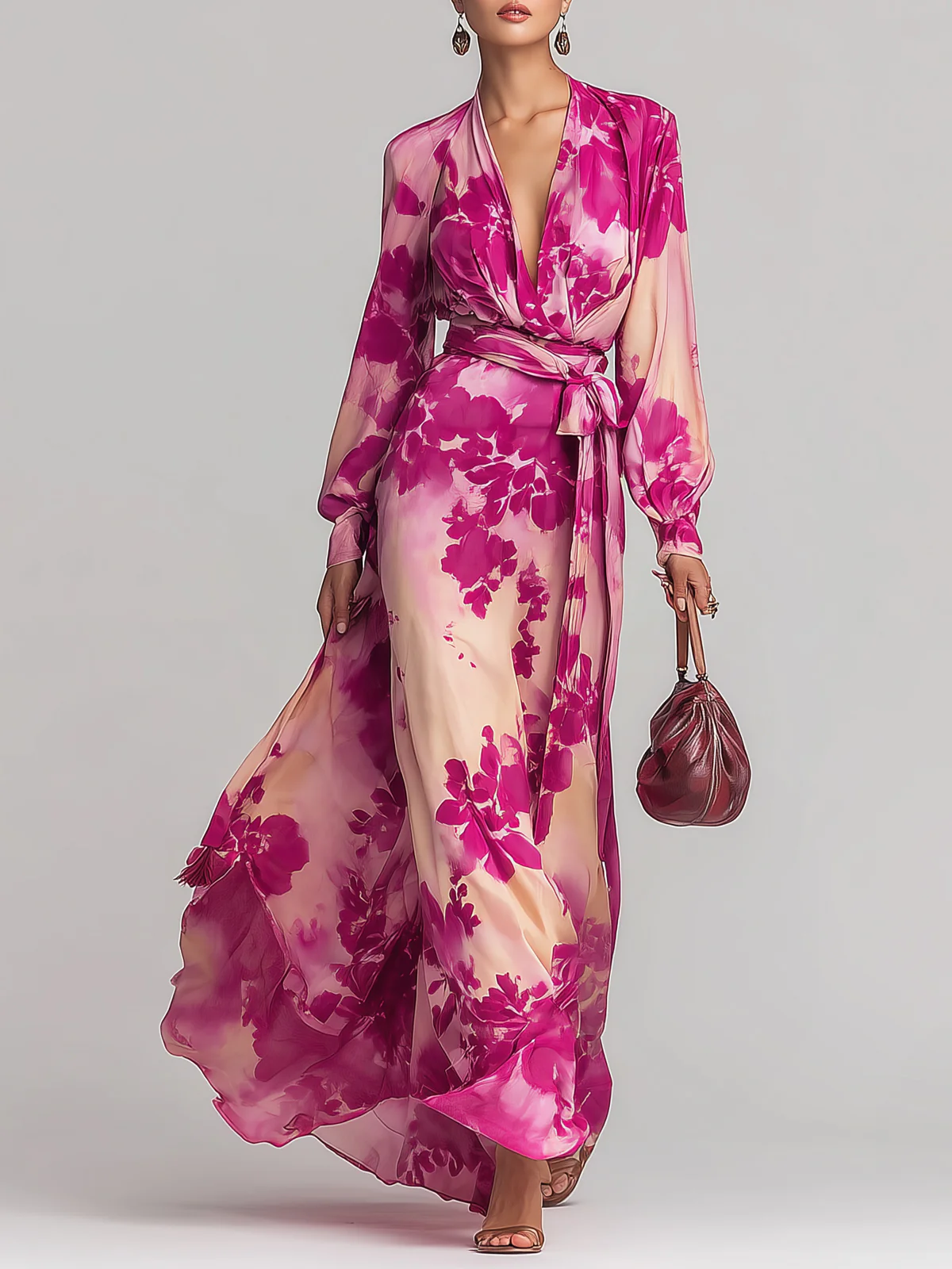 OLIVIA - ELEGANT FLORAL MAXI DRESS