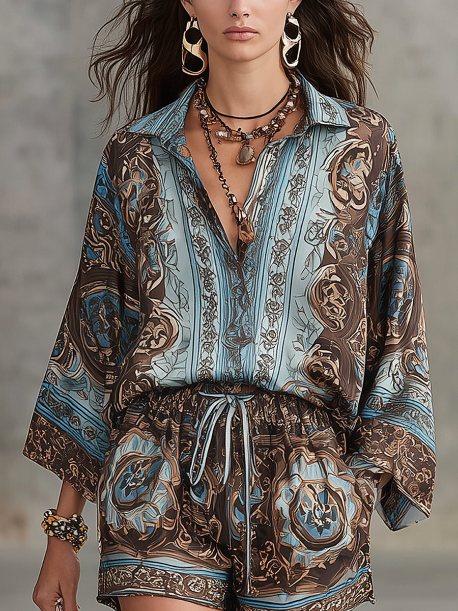 Baroque Totem Vacation Shirt and Shorts Set