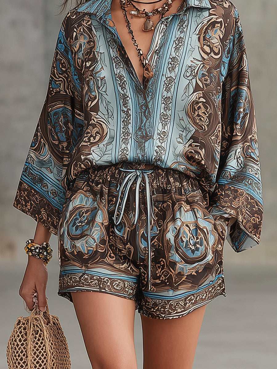 Baroque Totem Vacation Shirt and Shorts Set