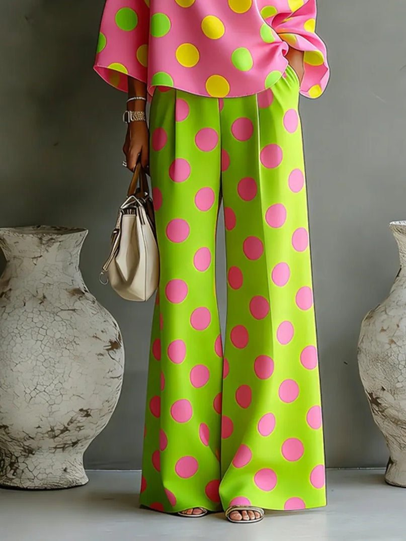 Asymmetrical Off-Shoulder Top Set with Wide Leg Pants