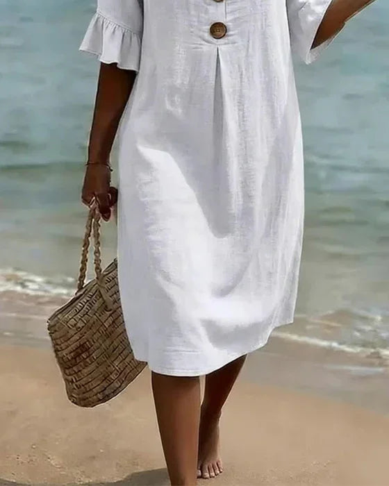 VANESA | TEXTURED LINEN DRESS FOR WOMEN