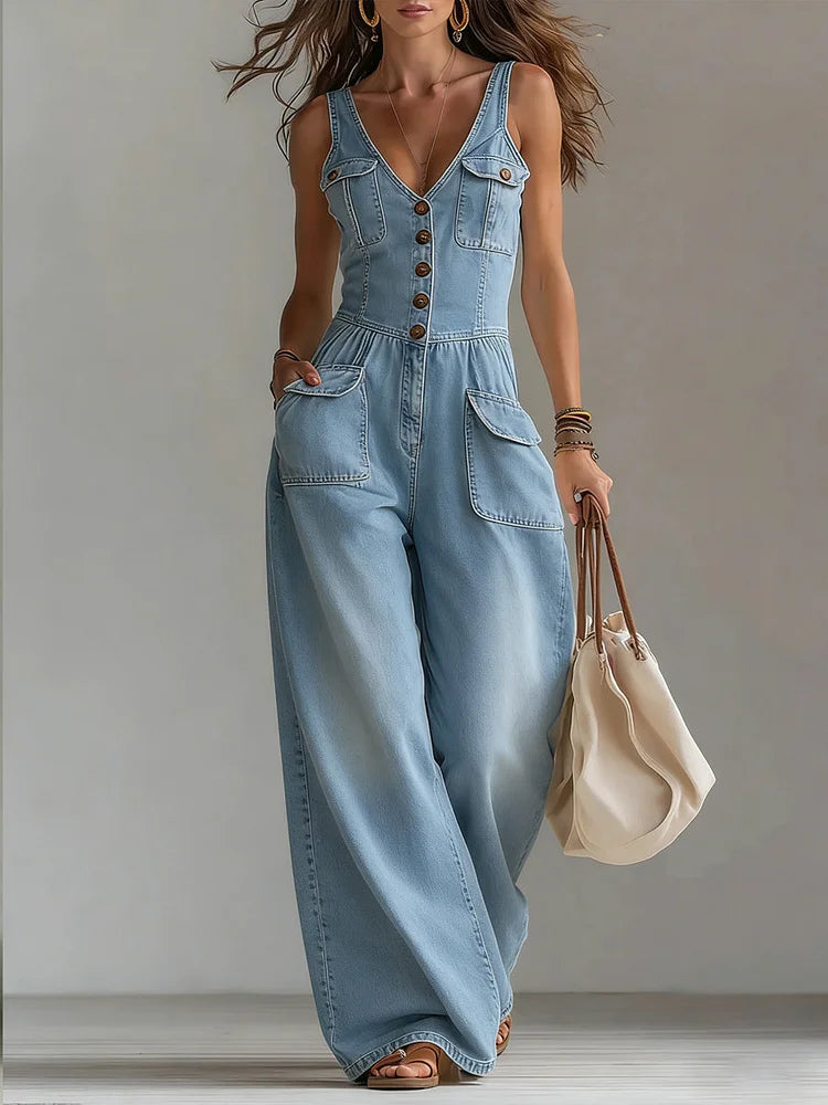 SOPHIE | WIDE-LEG DENIM JUMPSUIT FOR WOMEN