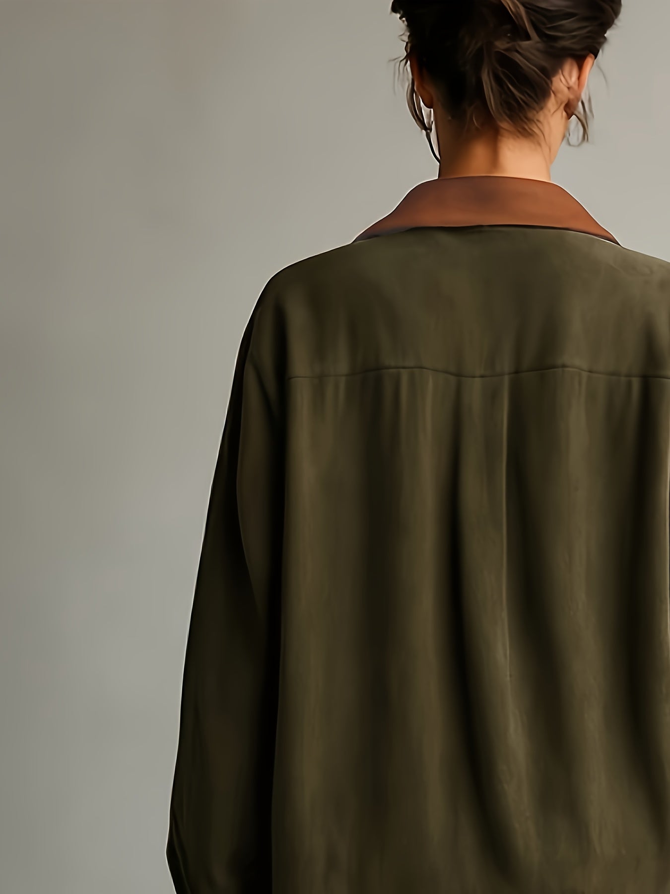 CHLOELAIN - COLLAR LONG SLEEVE MINI DRESS