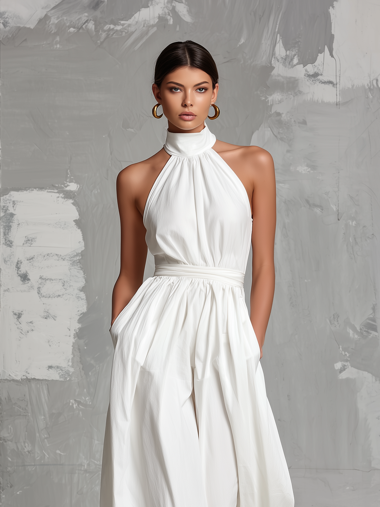 ZOLTĂN - ELEGANT WHITE HALTER JUMPSUIT