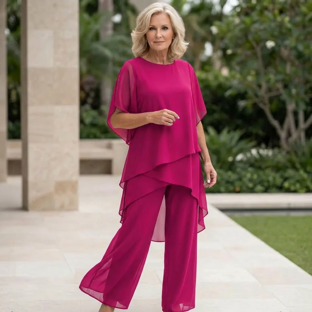 KIMMY – DRAPED TOP & PALAZZO PANTS SET