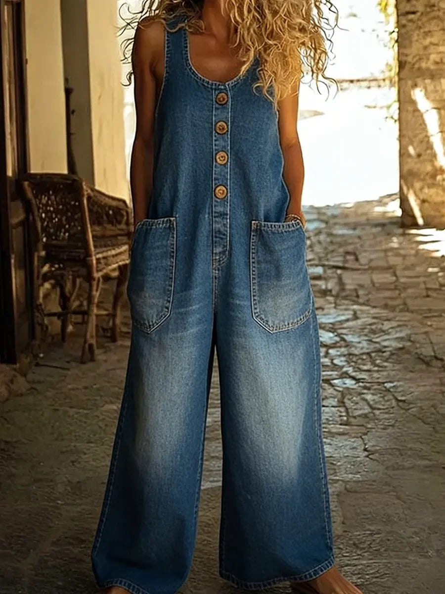 RUTH | VINTAGE WASHED DENIM JUMPSUIT FOR WOMEN