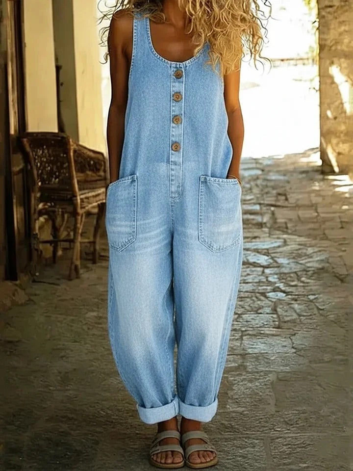 RUTH | VINTAGE WASHED DENIM JUMPSUIT FOR WOMEN