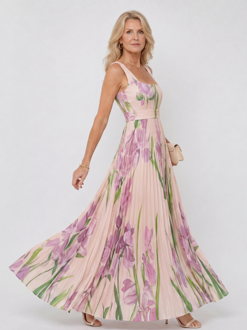 ASHLEY | SLEEVELESS SATIN MIDI DRESS FOR WOMEN