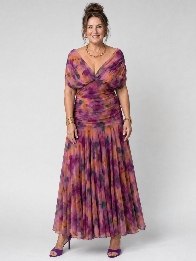 CALEN - OFF SHOULDER FLOW MIDI DRESS