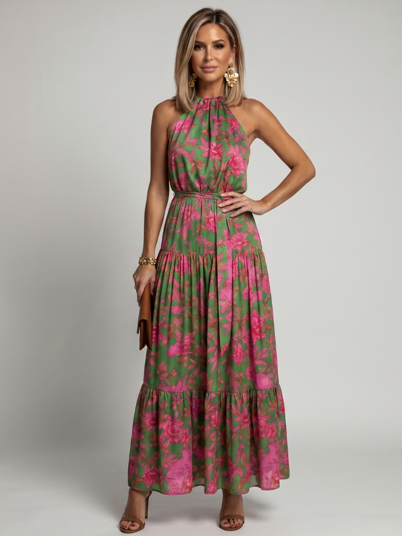 SERENA | DRAPED HALTER MIDI DRESS FOR WOMEN