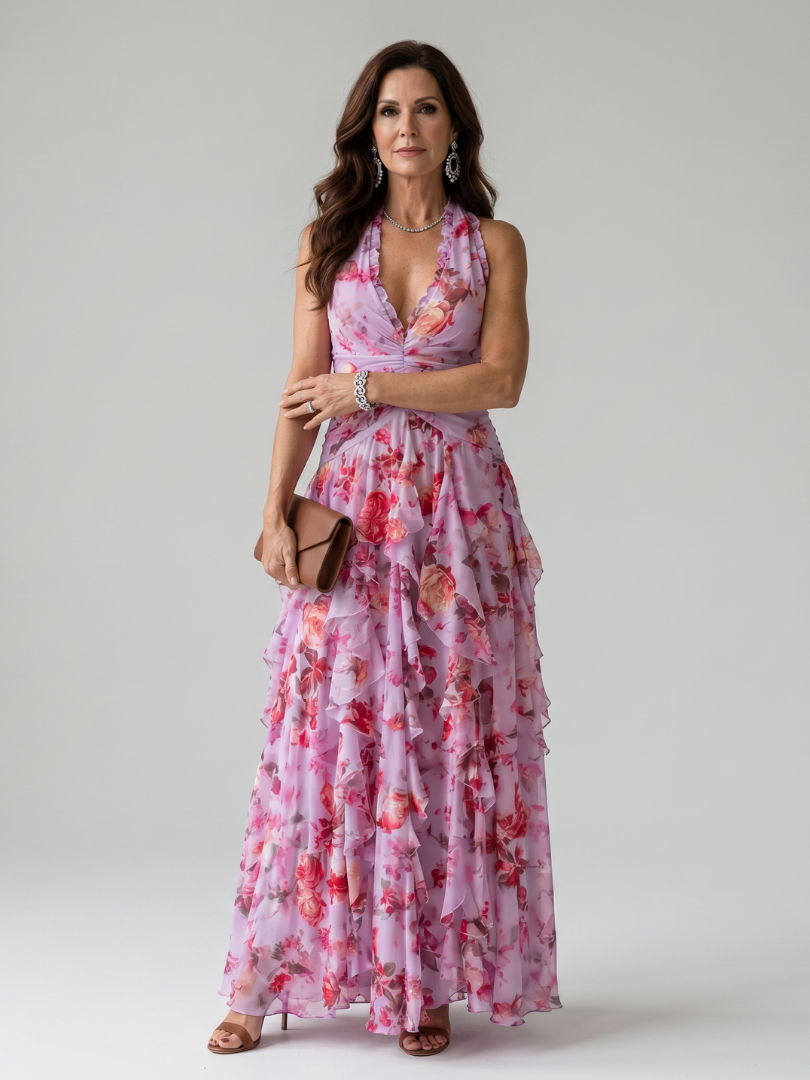 NORI | FLORAL HALTER MAXI DRESS FOR WOMEN