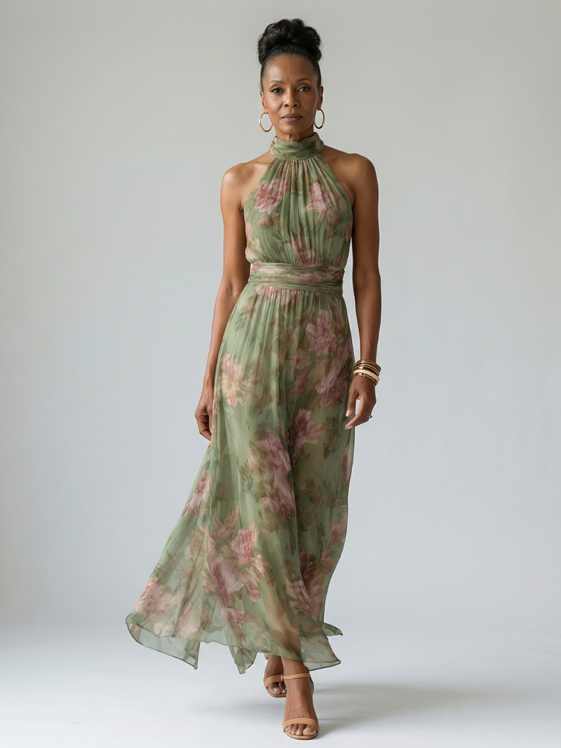 MIRELLE | RUFFLE HALTER DRESS FOR WOMEN