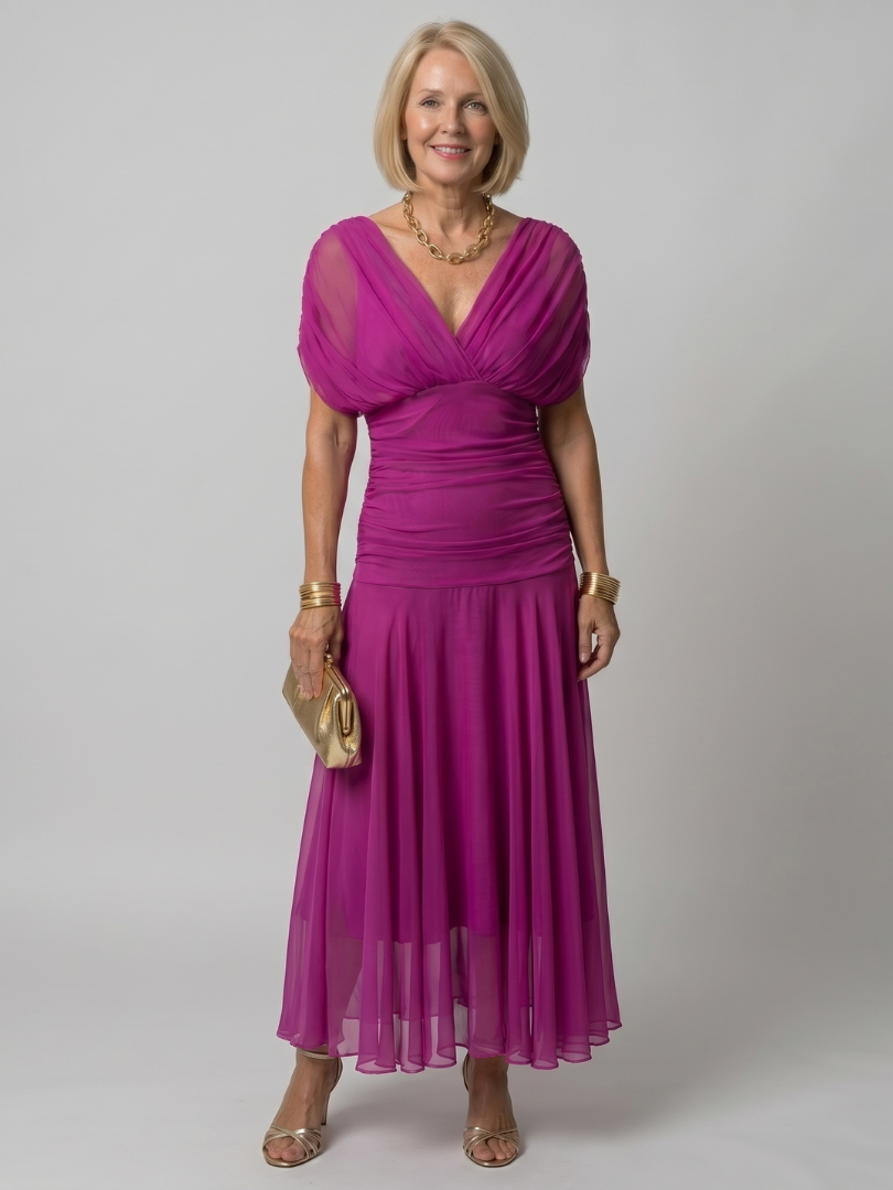 CALEN - OFF SHOULDER FLOW MIDI DRESS