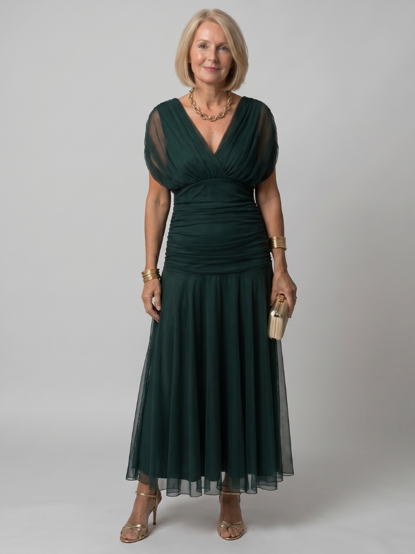 CALEN - OFF SHOULDER FLOW MIDI DRESS