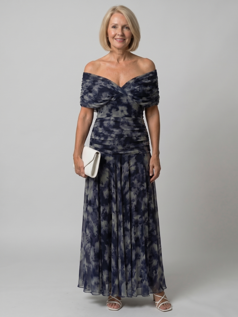CALEN - OFF SHOULDER FLOW MIDI DRESS