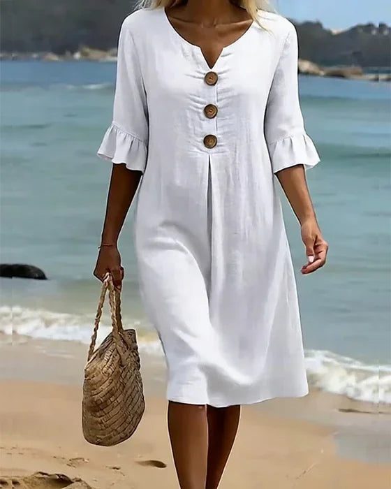 VANESA | TEXTURED LINEN DRESS FOR WOMEN